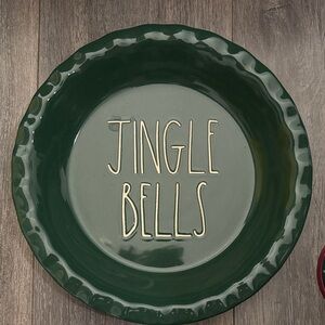 Rae Dunn Green Jingle Bells Pie Plate